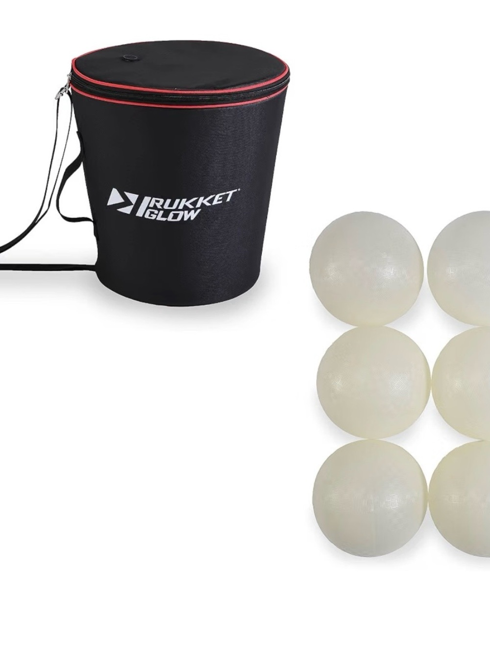 Rukket Glow Black Carrying Bucket with White Glow Dodge Balls (6-Pack) New